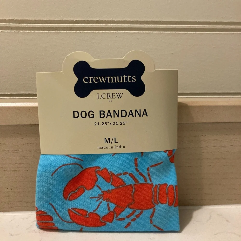 Dog Bandana Organic Bandana JCrew Crewmutts New Blue & Red Lobster Bandana